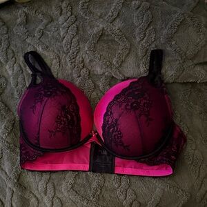 Elegant Torrid Black and Pink Lace Bra